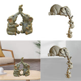 Maxbell 2x Adorable Elephant Figurine Resin Carving Animal Statue Sculpture Decor
