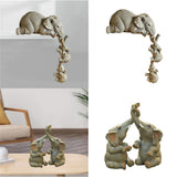 Maxbell 2x Adorable Elephant Figurine Resin Carving Animal Statue Sculpture Decor