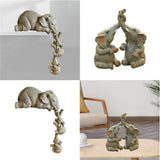Maxbell 2x Adorable Elephant Figurine Resin Carving Animal Statue Sculpture Decor