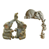 Maxbell 2x Adorable Elephant Figurine Resin Carving Animal Statue Sculpture Decor