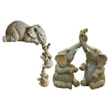 Maxbell 2x Adorable Elephant Figurine Resin Carving Animal Statue Sculpture Decor