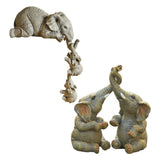 Maxbell 2x Adorable Elephant Figurine Resin Carving Animal Statue Sculpture Decor
