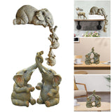 Maxbell 2x Adorable Elephant Figurine Resin Carving Animal Statue Sculpture Decor
