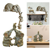 Maxbell 2x Adorable Elephant Figurine Resin Carving Animal Statue Sculpture Decor