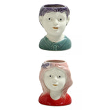 Maxbell Set of 2 Succulent Pots Ceramic Planter Small Succulent Pot with Drainage