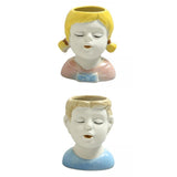 Maxbell 2Pcs Cute Succulent Pots Ceramic Planter Small Succulent Pot with Drainage