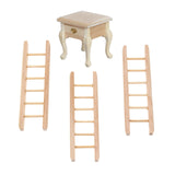 Maxbell 1/12 Dollhouse Simulation Wooden Bedroom Bedside Table+Step Ladder