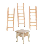 Maxbell 1/12 Dollhouse Simulation Wooden Bedroom Bedside Table+Step Ladder