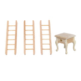 Maxbell 1/12 Dollhouse Simulation Wooden Bedroom Bedside Table+Step Ladder
