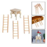 Maxbell 1/12 Dollhouse Simulation Wooden Bedroom Bedside Table+Step Ladder