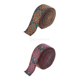 Maxbell 2 Pieces 5 Meters Jacquard Trim Sew Ribbon Fabric Ribbons for Sewing