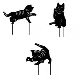 Maxbell 3 Cat Garden Statues Black Cat Silhouette Cat Decorative Garden Stakes