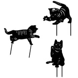 Maxbell 3 Cat Garden Statues Black Cat Silhouette Cat Decorative Garden Stakes
