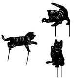 Maxbell 3 Cat Garden Statues Black Cat Silhouette Cat Decorative Garden Stakes