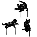 Maxbell 3 Cat Garden Statues Black Cat Silhouette Cat Decorative Garden Stakes