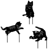 Maxbell 3 Cat Garden Statues Black Cat Silhouette Cat Decorative Garden Stakes