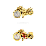 Maxbell 2Pcs Retro Motorcycle Clock Sculpture Motorbike Model Art Craft Decor Golden