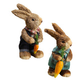 Maxbell 2Pcs Standing Bunny Straw Rabbit Easter Desktop Artificial Animal Model