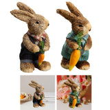 Maxbell 2Pcs Standing Bunny Straw Rabbit Easter Desktop Artificial Animal Model