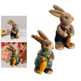 Maxbell 2Pcs Standing Bunny Straw Rabbit Easter Desktop Artificial Animal Model
