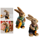 Maxbell 2Pcs Standing Bunny Straw Rabbit Easter Desktop Artificial Animal Model