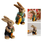Maxbell 2Pcs Standing Bunny Straw Rabbit Easter Desktop Artificial Animal Model