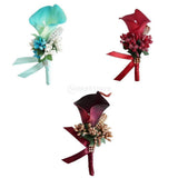Maxbell 3x Cute Calla Berry Rhinestone Groom Bridal Wedding Corsage