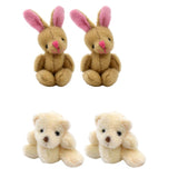 Maxbell 1.97inch Mini Joint Bear and Rabbit Plush Toy 1:12 Dollhouse Decor Toys
