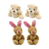 Maxbell 1.97inch Mini Joint Bear and Rabbit Plush Toy 1:12 Dollhouse Decor Toys