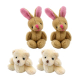 Maxbell 1.97inch Mini Joint Bear and Rabbit Plush Toy 1:12 Dollhouse Decor Toys
