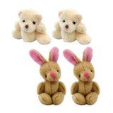 Maxbell 1.97inch Mini Joint Bear and Rabbit Plush Toy 1:12 Dollhouse Decor Toys