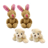 Maxbell 1.97inch Mini Joint Bear and Rabbit Plush Toy 1:12 Dollhouse Decor Toys