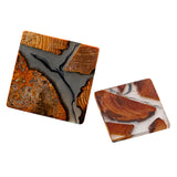 Maxbell 2pcs Creative Resin Wood Coasters Tea Cup Square Pad Tableware Decors