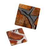 Maxbell 2pcs Creative Resin Wood Coasters Tea Cup Square Pad Tableware Decors