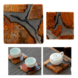 Maxbell 2pcs Creative Resin Wood Coasters Tea Cup Square Pad Tableware Decors