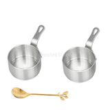 Maxbell 2pcs Stainless Steel Mini Sauce Pan Nonstick Small Milk Pan and Spoon 50ml