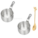 Maxbell 2pcs Stainless Steel Mini Sauce Pan Nonstick Small Milk Pan and Spoon 50ml