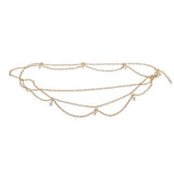 Maxbell 15xGold Layered Faux Pearl Hairband Head Chain Hair Accessories Jewelry