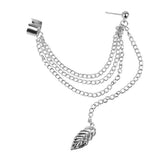 Maxbell 4x1pc Women's Stylish Tassel Leaf Embellished Ear Cuff Earring Silver