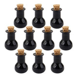 Maxbell 3x10pcs Mini Glass Cork Bottle Flat bulb Jars Vials Message Wish Bottle Black