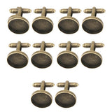 Maxbell 3x10Pcs 16mm Round Blank Settings Base Pad Cuff Links Cufflinks Antique Bronze