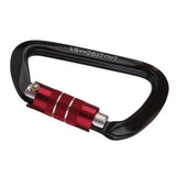 Maxbell 3xSelf Locking Mountaineering Climbing Aluminum Carabiner 26KN - Black Red