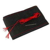 Maxbell 4xUniversal PU Leather Vehicle Car Steering Wheel Cover Sleeve Black+Red