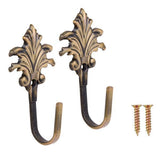 Maxbell 9x2Pcs Vintage Maple leaves Curtain Tieback Tassel Hooks Door Wall Hook Bronze
