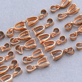 Maxbell 14x20Pcs Brass Pendant Pinch Bails 15mm - Rose Gold