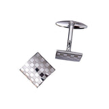Maxbell 11xMens Silver Square Checkerboard Cufflinks