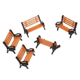 Maxbell 6xLot 5 1:75 Plastic Model Park Bench Model Landscape w/ Black Arm