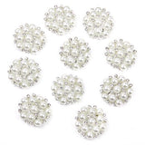 Maxbell 4x10pcs 20mm Crystal Rhinestone Pearl Flower Embellishments Button Flatback