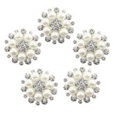 Maxbell 35xPhenovo Crystal Faux Pearl Flower Button Decoration DIY 30mm 5pcs Beige