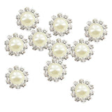 Maxbell 20xPhenovo Crystal Faux Pearl Buttons Flatback Decor DIY 14.5mm 10pcs Beige
